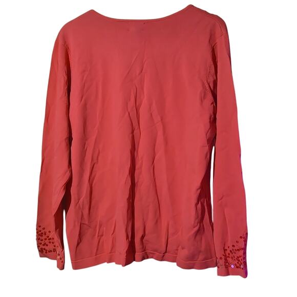 NWT Rafaella 1X Pink Sequin V-Neck Long-sleeved Top/Sweater [0023] - Picture 3 of 10